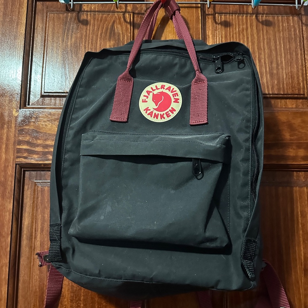 Fjallraven Black and Red Backpack Classic Design